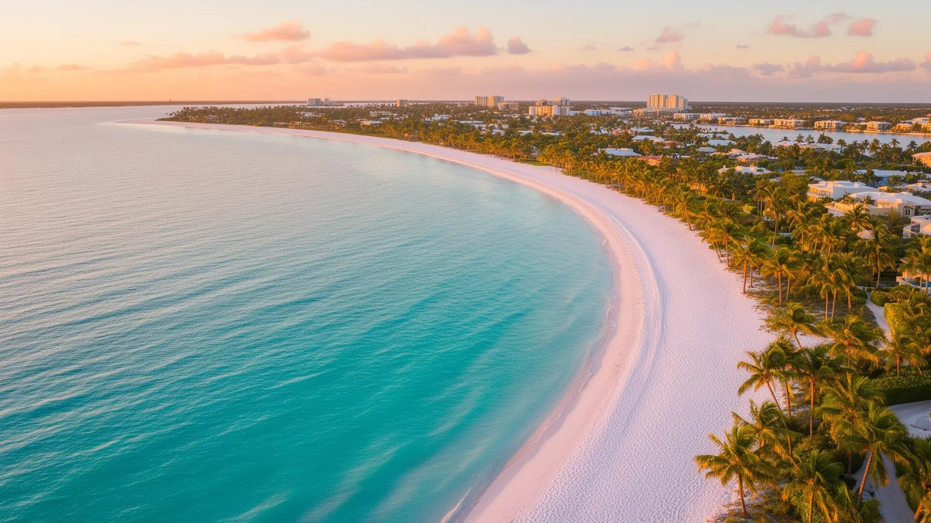 Marco Island white sand beach at sunset